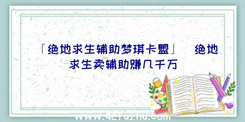 「绝地求生辅助梦琪卡盟」|绝地求生卖辅助赚几千万